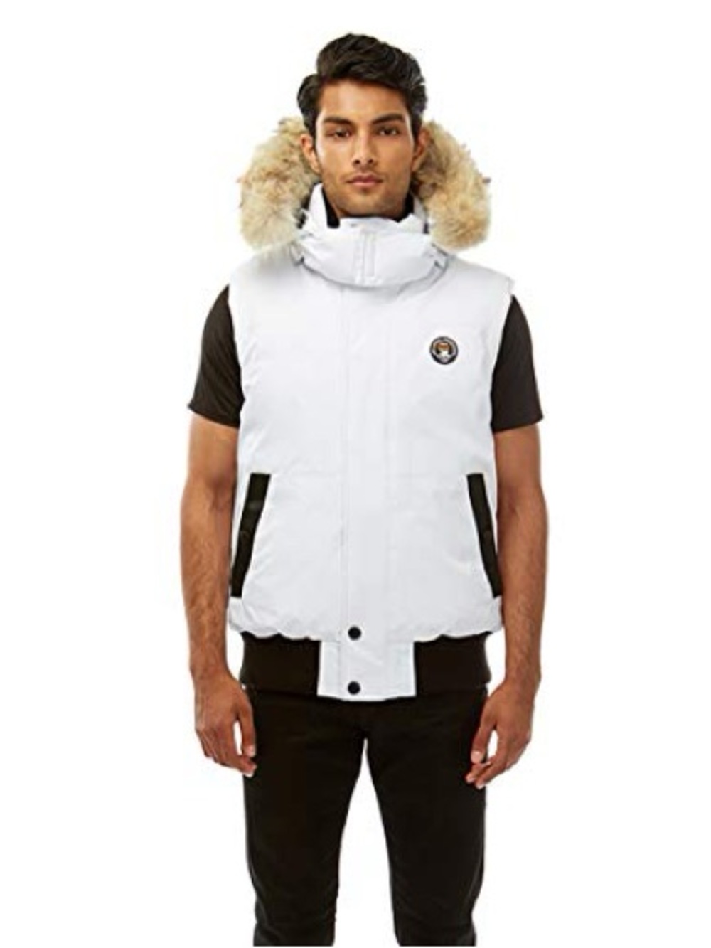 $300 Triple F.A.T. Goose White "Huntley" Hooded Down Vest – Size Large